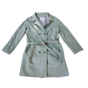Grey Vintage Leather Trench Coat by  Leathers By New England Sports wear Co.